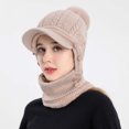 thumbnail image 4 of Diufon Women's Pattern Knitted Hat Winter Warm Brim Beanie Hats with Flap Thickened Button Outdoor Ski Cap, 4 of 7