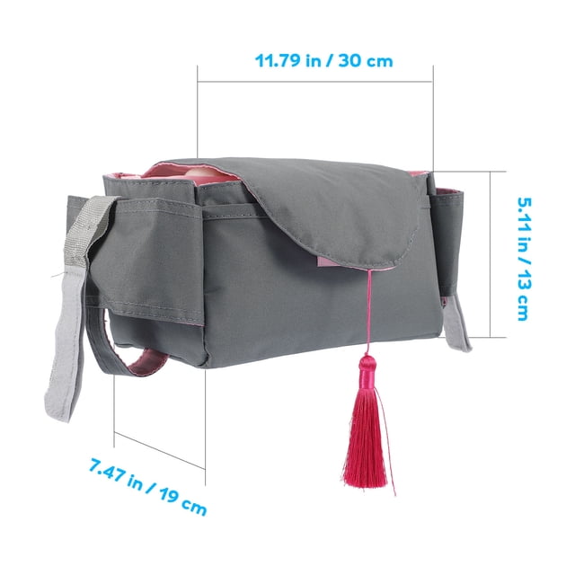 OULII Portable Black Diaper Organizer Bag with Handle Lightweight Large Capacity for Home Storage