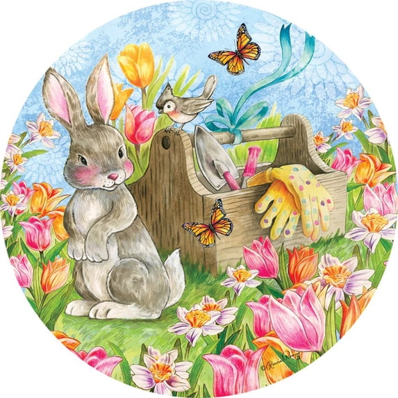Custom Decor Accent Magnet - Garden Bunny