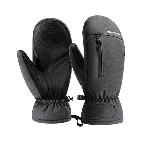 Tao Tao Waterproof Ski Mittens Ski Glove for Women Men Youth Winter Cold Weather Snow Gloves with Hands Warmer Zipper Pocket Gray Free Size
