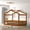 Walnut, variant on Full Size Wood House Bed with Fence and Roof, Solid Pine Platform Bed for Bedroom, Gray