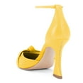 thumbnail image 4 of FSJ Women Graceful Bowknot Pointed Closed Toe D'Orsay Pumps Ankle Strap Flared High Heels Sandals Party Wedding Cocktail Shoes Size 8 Yellow, 4 of 4