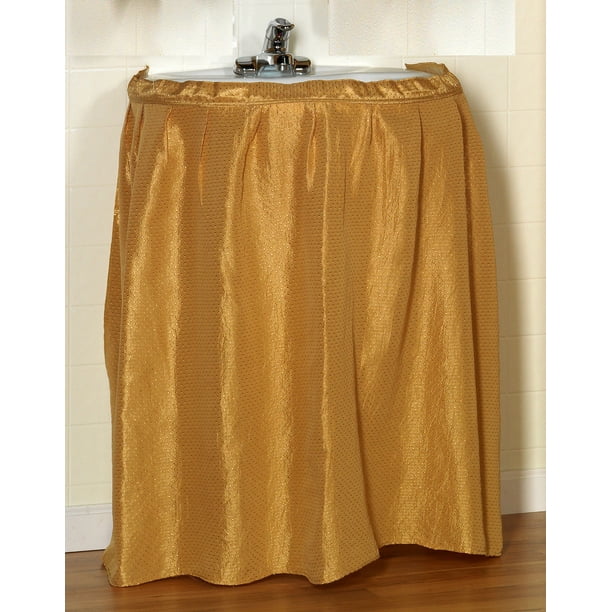 Fabric Bathroom Dobby Sink Skirt Drape Gold Walmart Com Walmart Com