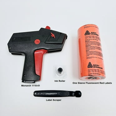 Monarch 1110 PRICE GUN 1110-01 - INCLUDES SLEEVE OF FL RED LABELS, Label Scraper & Ink