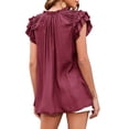 thumbnail image 2 of Sunloudy, camisetas de manga con volantes para mujer, camisetas informales de vendaje sueltas de verano de Color sólido, blusa, ropa de calle Sunloudy  moda, 2 of 4