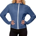 thumbnail image 5 of Garbnen S-5XL Women Rash Guard Long Sleeve Zip Front Women Sun Protection Shirt Summer Athletic Sports Going Out Top Women with Thumb Holes Blue S, 5 of 7
