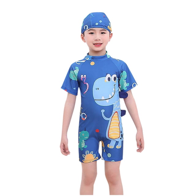 Odeerbi 3-11 Años Traje de Baño de Una Pieza Para Niños Con Gorro de Baño Verano Playa Traje de Baño de Surf Lindo Dinosaurio Traje de Baño de Manga Corta