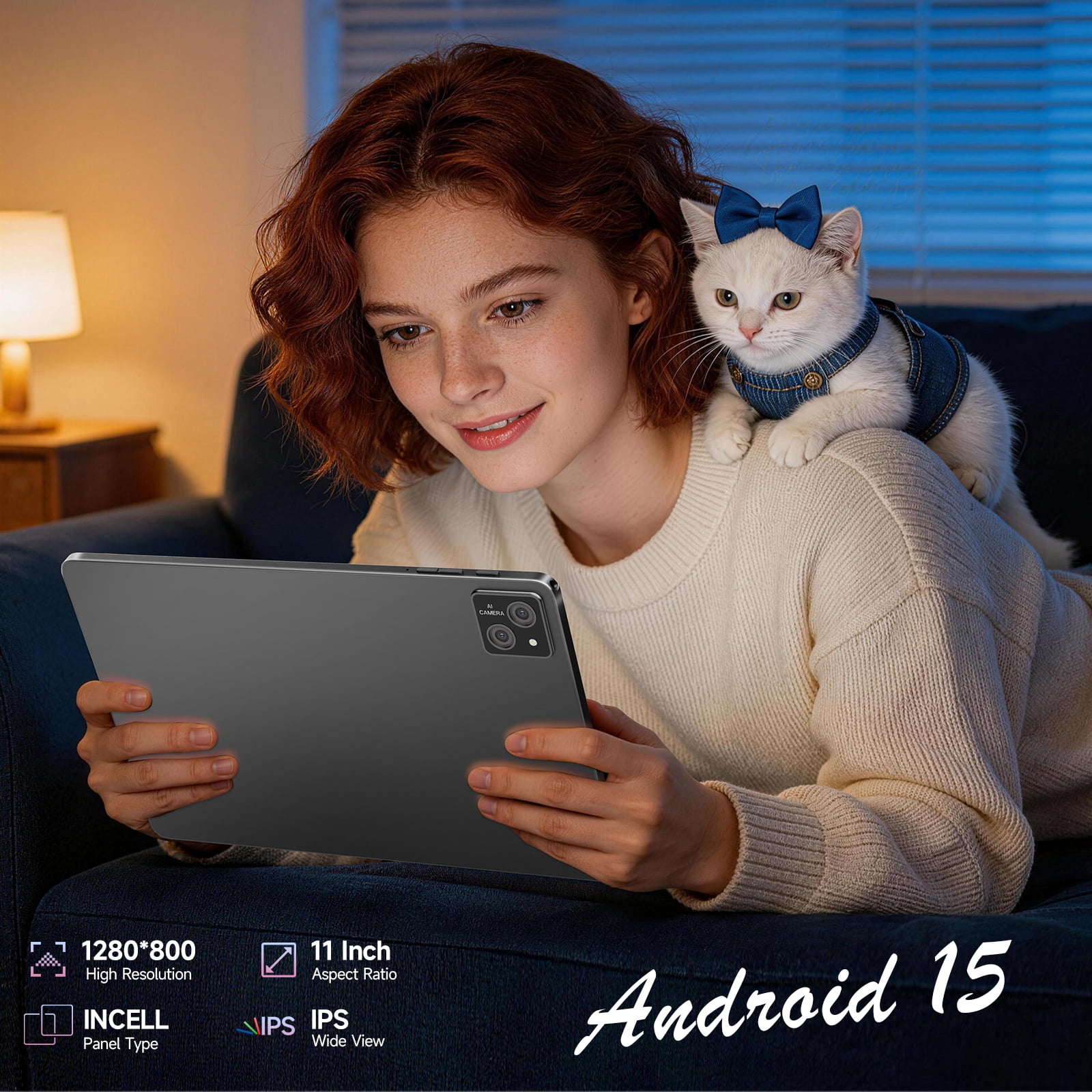 2026 Latest 11 inch Android 15 Tablet with Octa-core Processor,12GB RAM+128GB ROM(1TB Expandtion),8000mAh Battery,Widevine L1 Certified,WiFi 6&BT5.0, Support GMS,Case Included,Gray