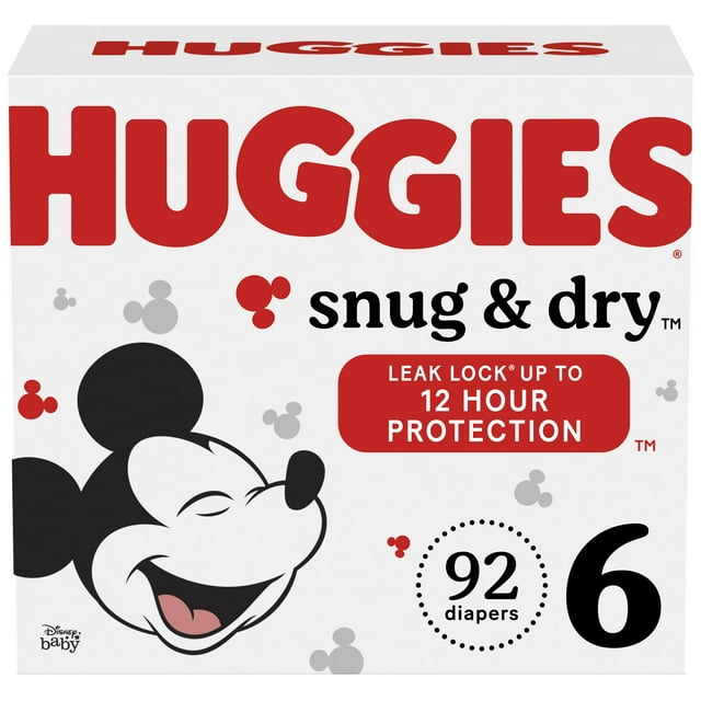 Huggies Snug & Dry Baby Diapers, Size 6, 92 Ct