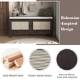 thumbnail image 5 of 43" Shoe Storage Bench with Cushion, 2-Tier Wood Bench with Adjustable Shelves and 2 Rattan Doors, Rustic Shoe Organizer Cabinet for Entryway, Hallway, 5 of 9