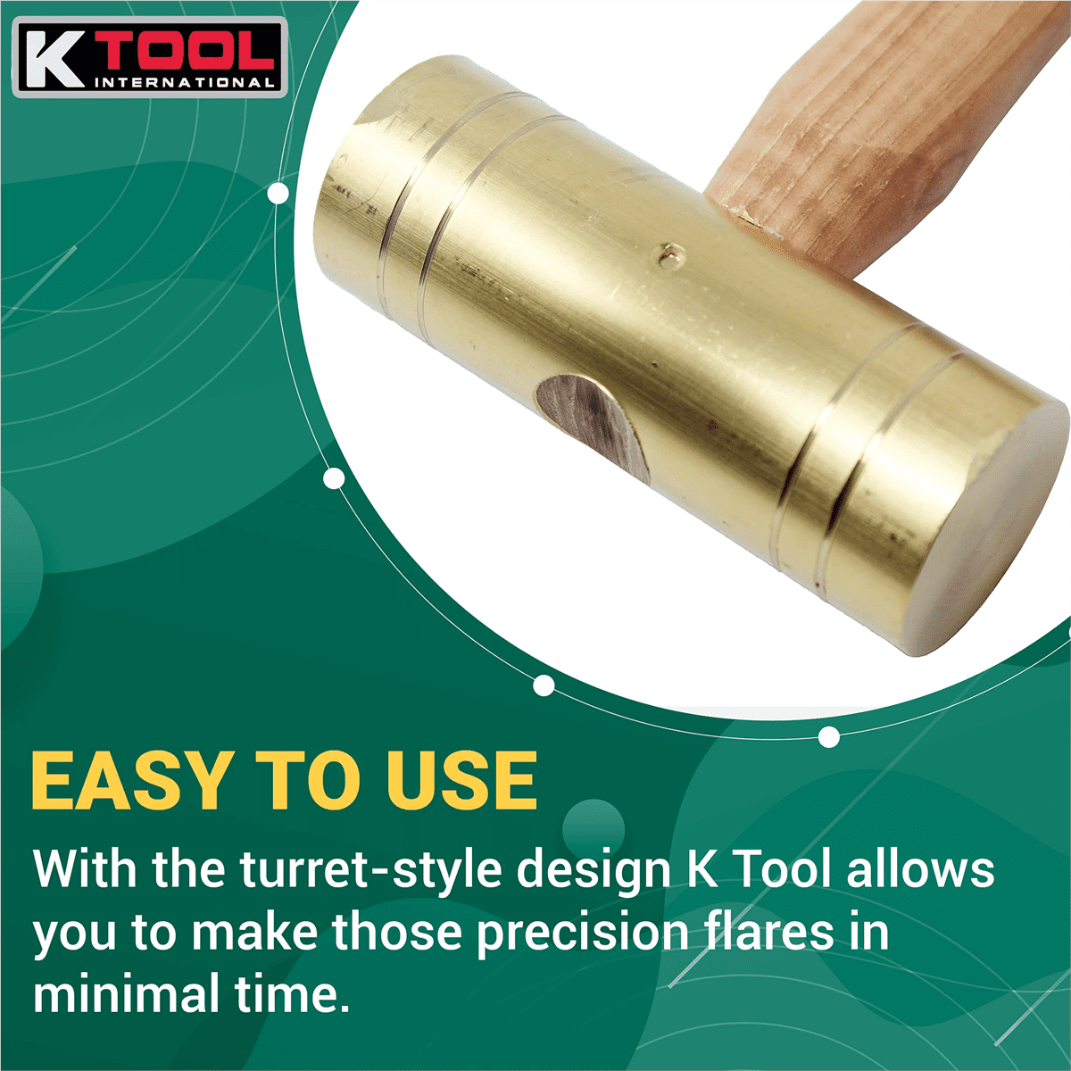 K Tool International 71733 32 oz. Brass Ball Pein Hammer with Hickory Wooden Handle for Garages, Repair Shops and DIY, Solid Brass Head, Non Sparking, 1-1/2" Head, A