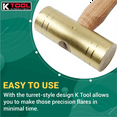 thumbnail image 2 of K Tool International 71733 32 oz. Brass Ball Pein Hammer with Hickory Wooden Handle for Garages, Repair Shops and DIY, Solid Brass Head, Non Sparking, 1-1/2" Head, A, 2 of 9