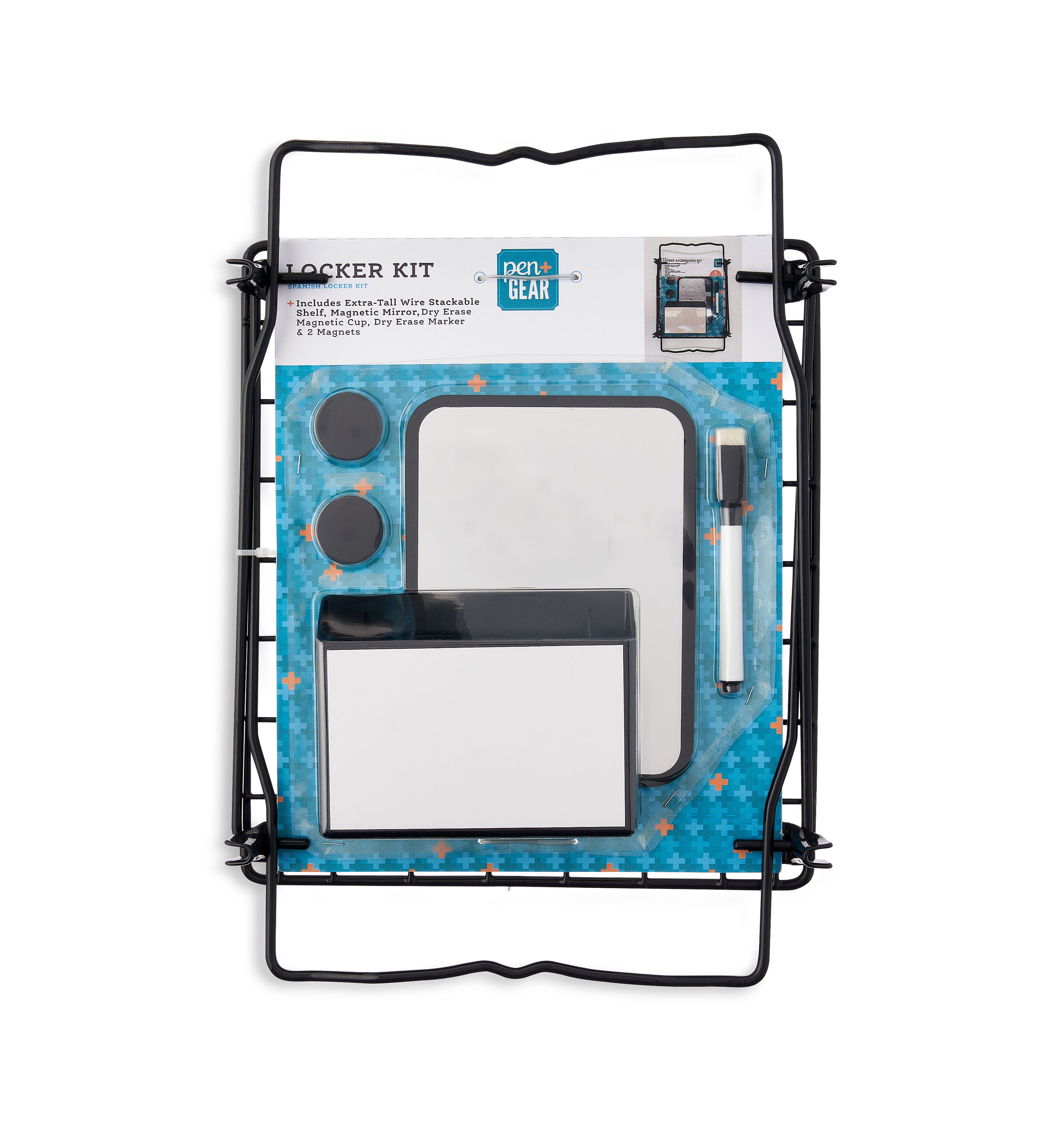 Pen+Gear Student Locker Accessory Set with Dry Erase Board with Marker Diamond Shaped Mirror and 2 Magnets 