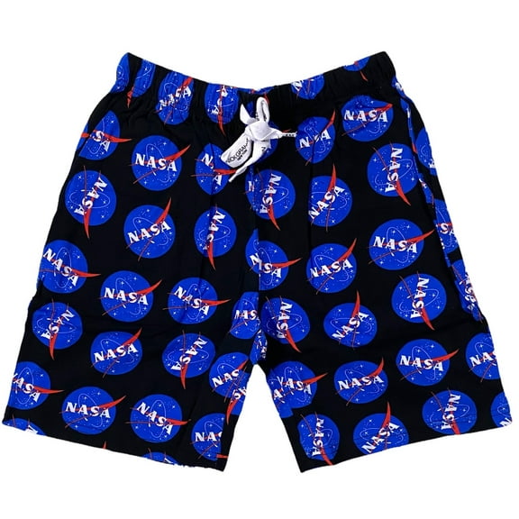 Nick Graham Men's X NASA Jam Loungewear Sweat Shorts (Small, Black Multi Logo)