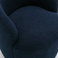 thumbnail image 6 of PORKISS Swivel Accent Chair, Armchair with Teddy Fabric, Barrel Chair with Black Powder Coating Metal Ring for Living Room, Bedroom, Dark Blue, 6 of 9