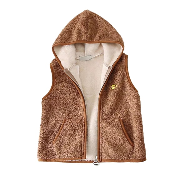 Gyratedream Boys Girls Winter Hooded Puffer Vest Padded with Fleece Lightweight Sleeveless Warm Jacket Waistcoat