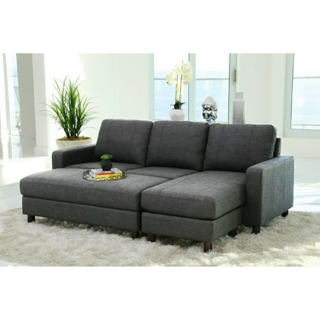 Abbyson Stanford Fabric Reversible Sectional Sofa With Storage Abbyson Stanford Fabric Reversible Sectional Sofa With Storage Ottoman