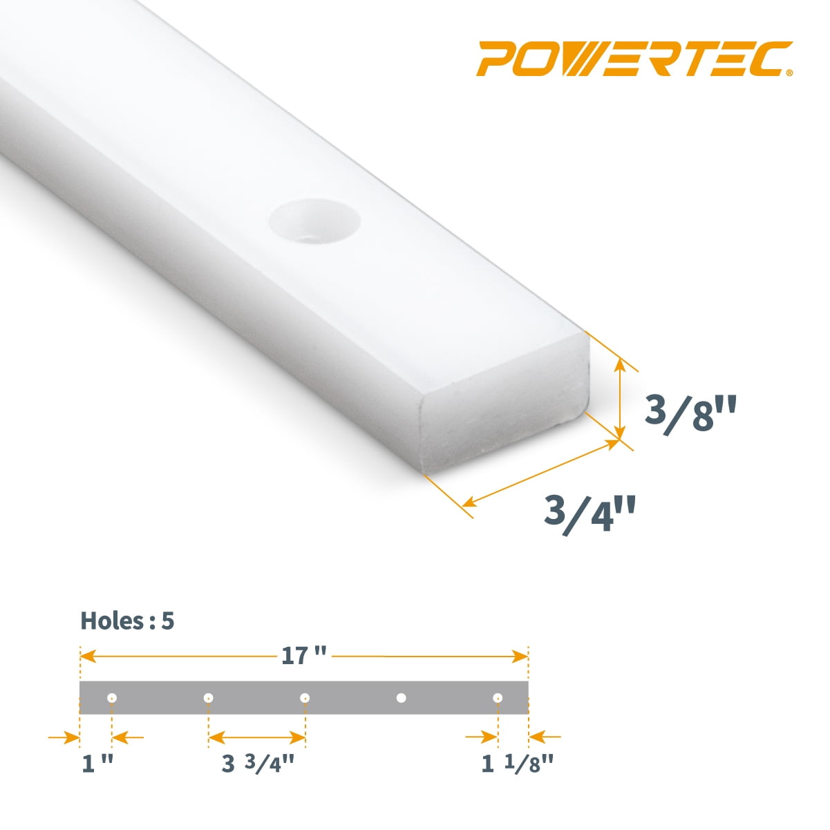 POWERTEC 8PK 17" HDPE Miter Bar w/Screws for Table Saw Sled, Taper Jig, Miter Slot Runners, Fits 3/4" x 3/8" Slot on Table Saw, Router Table, Band Saw, Woodworking tools & Accessories (71793-P2)