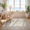 thumbnail image 3 of Design&I 6'x9' Ultra Soft Area Rug, Oushak Vintage Floral Vine Lattice With Symmetrical Medallion Center None Fluffy Washable Non Shedding for Guest Room Bedroom Living Room, 3 of 7