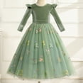 thumbnail image 3 of IDOPIP Flower Girls Dress Fall Winter Long Sleeve Embroidery Velvet Tutu Dress Wedding Pageant Ball Gown, 3 of 9