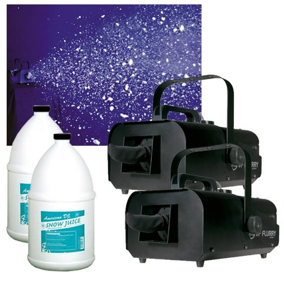(2) American DJ VF Flurry Hiigh Output 600W Snow Machine (2) Gallon Fluid New