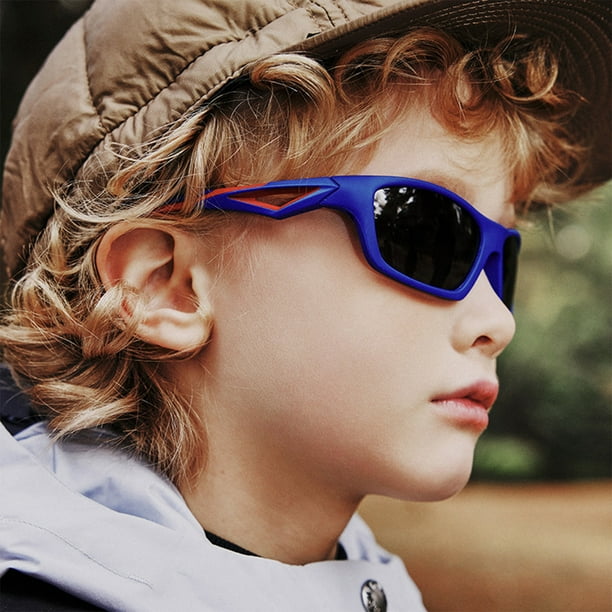 Gafas de Sol Deportivas Polarizadas Tac para Niños | Montura Completa de Plástico | Azul/Rojo/Negro | Ligeras (16 G) | Lentes Hd | Diseño Envolvente | Puente Nasal | Gafas para Actividades Al Aire Li