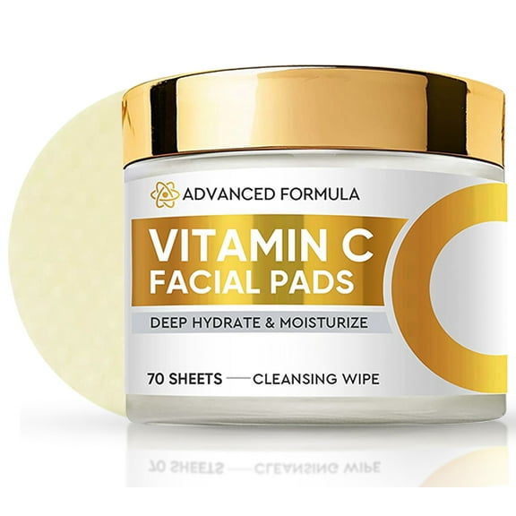 Vitamin C Face Pads, Vit C Brightening Face Cleansing Pads, Vitamin C Cleansing Wipe Deep Hydrate Moisturize for Da-rk Sp-ots & Pigmentation Reduce, Illuminating Skin Pad, 70 Sheet