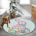 thumbnail image 4 of Teal Easter Round Rug 3ft Washable Circle Entryway Rugs Non Slip Spring Polka Dots Bunny Easter Eggs Wooden Area Rug Indoor Floor Carpet for Bedroom Kitchen Living Room Home Office Dining Room, 4 of 8
