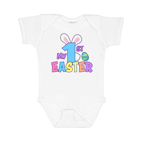 Inktastic My 1st Easter One with Bunny Ears and Tail Boys or Girls Baby Bodysuit