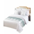thumbnail image 6 of Bed Runner Scarf Cal King Size, Teal Green Eucalyptus Leaves Stain Bed Runners & Scarves for Foot of Beds, Spring Plants Leaves Country Decorative Bedding Runner Scarf for Hotel 102 x20 Inch, 6 of 6
