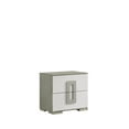 thumbnail image 4 of Olivia Contemporary 2-Drawer Wood Nightstand in White | 24"W x 16"L x 22"H | Modern Bedside Cabinet with Ample Storage &amp; Metallic Accents for Bedroom, 4 of 6