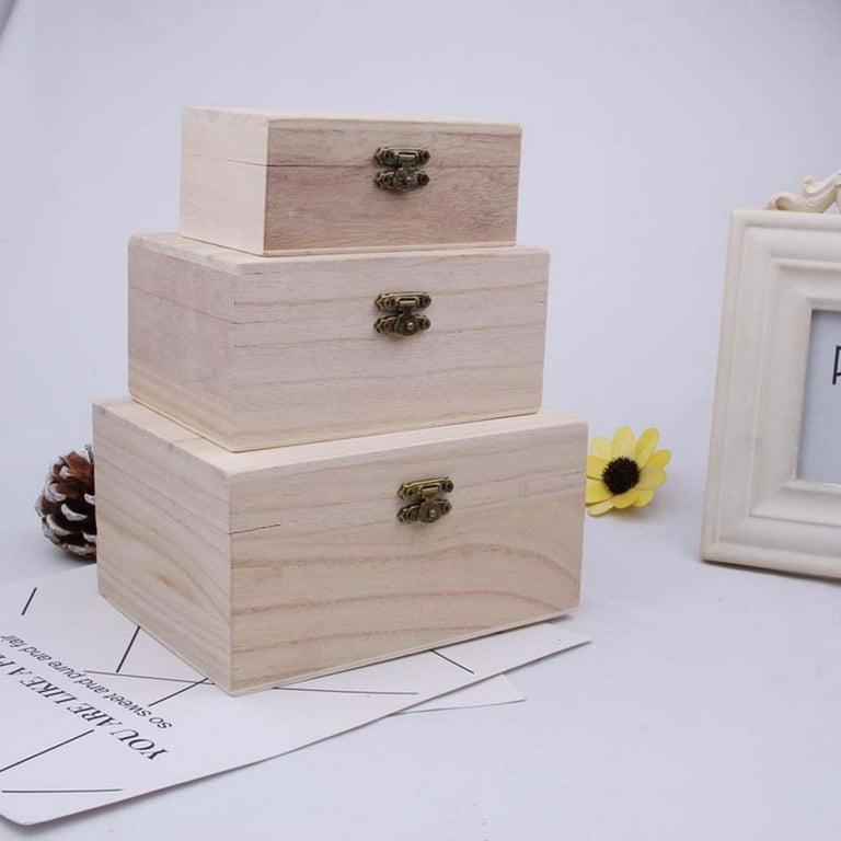 Wooden Storage Box Plain Wood Boxes With Clear Lid Multifunction Square  Hinged Craft Gift Box Wooden Jewelry Storage Organizer - AliExpress