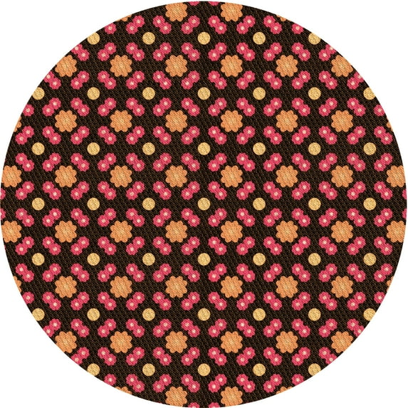 Ahgly Company Indoor Round Patterned Red Fox Red Area Rugs, 6' Round