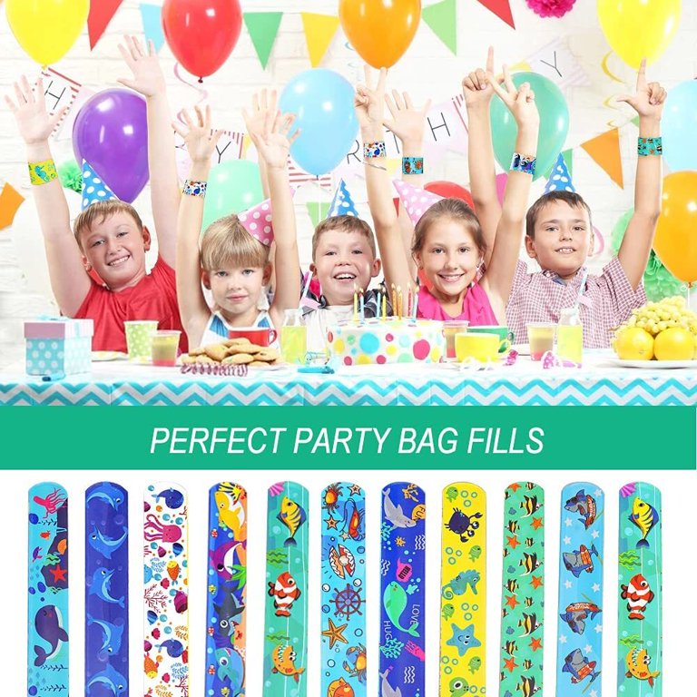 YANSION 36PCS Slap Bracelets Party Favors with Sea Ocean Animal Print  Design Retro Slap Bands for Kids Adults Birthday Classroom Gifts Kids