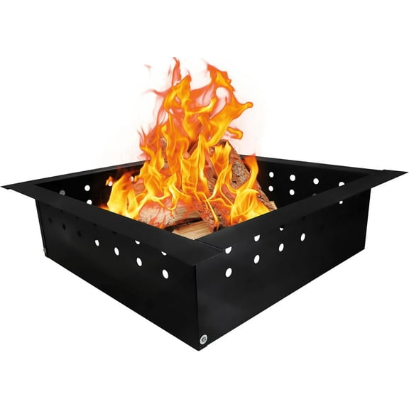Simond Store Square Outdoor Fire Pit Ring 36 Inches Outside Diameter 30 Inches Inside Diameter, Portable 1.6 mm Thick Steel Heavy Duty Fire Ring for Outdoor Wood Burning Fireplace Camping and Bonfire