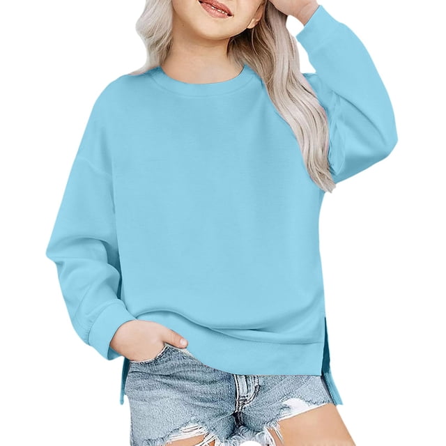 Vêtements Solides pour Enfants, Chandail à Capuche à Manches Longues et Col Rond, Chandail Confortable pour Garçons, 16-18 Ans