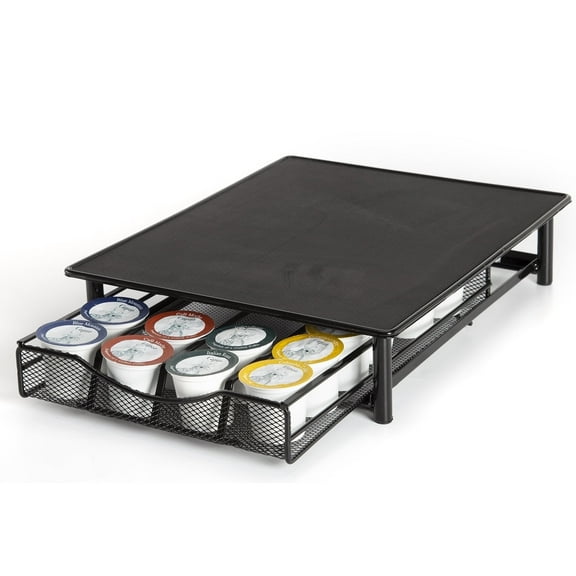 SYSYLY Coffee Capsule Holder for counter,Metal Coffee Pod Drawer for 24 K cup,Compact Under Coffee Pot Storage Drawer,Great for Small Space Counters.