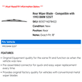 thumbnail image 2 of Rear Wiper Blade - Compatible with 1993 BMW 525iT, 2 of 2