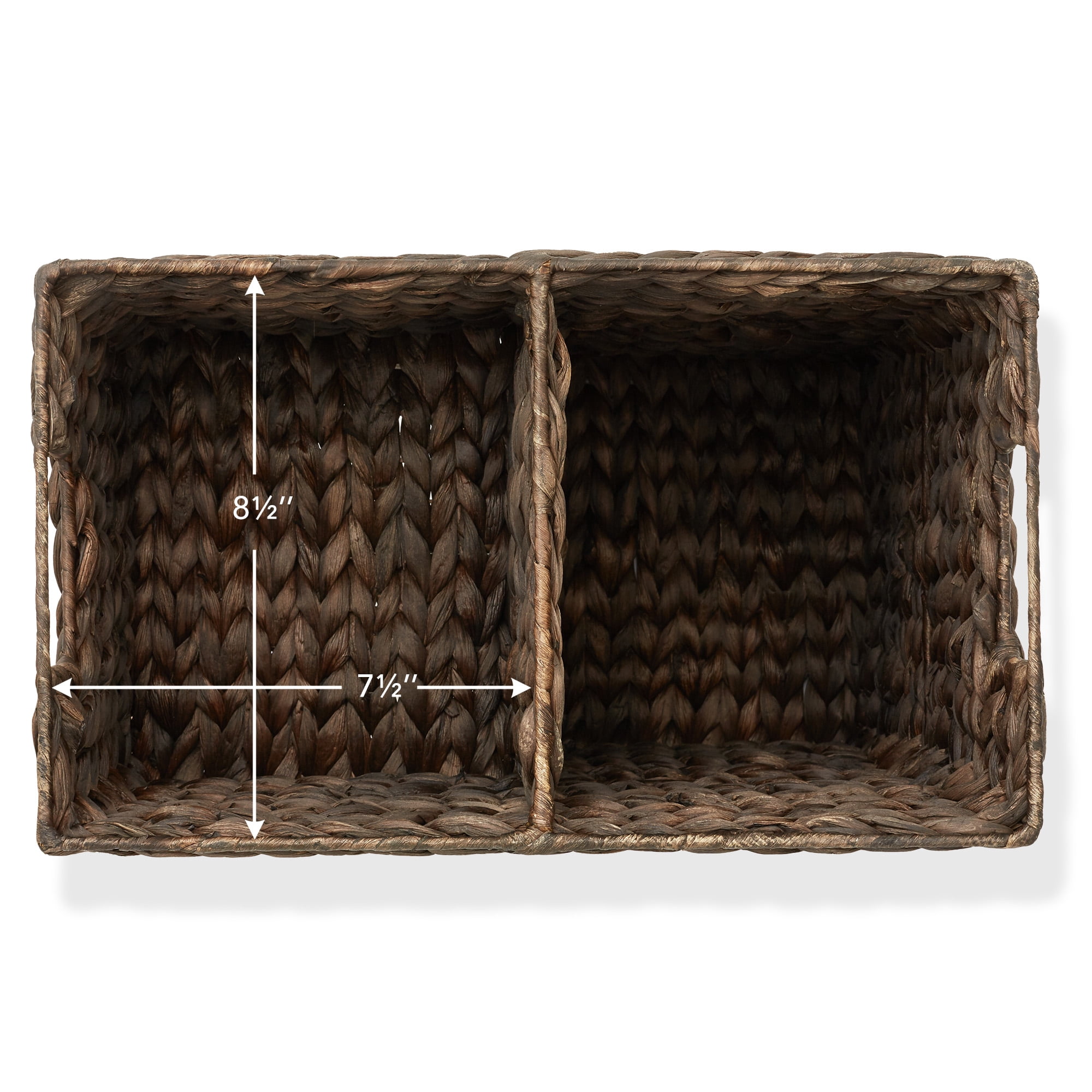 Casafield Stair Basket with Handles, Espresso Dark Brown - Woven Water Hyacinth Staircase Step Organizer Bin