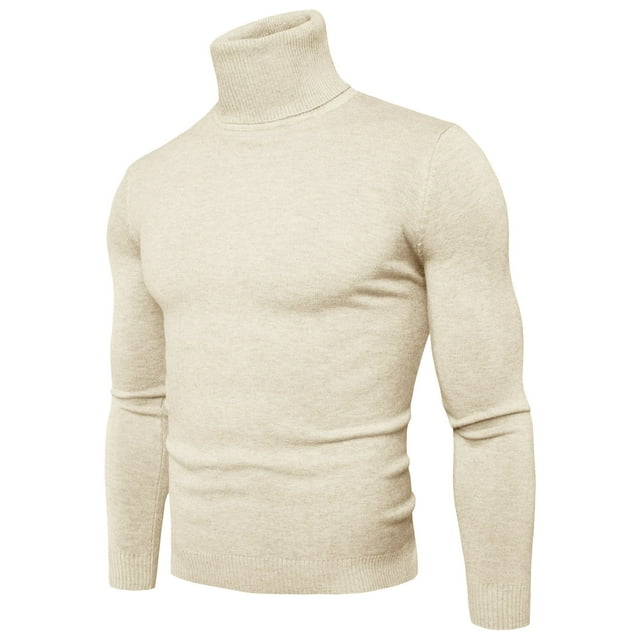Printemps 2024 Pull Col Roulé Homme Chaud Tricoté Couleur Unie Pull-Overs Homme Ajusté Décontracté Pull Col Roulé