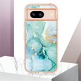 thumbnail image 4 of SaniMore for Google Pixel 8A Case with Wireless Charging Shockproof TPU Backplane Glitter Marble Pattern Fashion Design Anti-drop Anti-fingerprint Skin-feel Cover for Google Pixel 8A, Green, 4 of 12