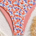 thumbnail image 7 of CCRFTGI Girls Swimsuit 2 Piece V Neck Bikini Set Cute Floral Gingham Halter Triangle Wireless Bikini Bathing Suit Summer Swimwear with Adjustable Strap Orange 5-6 Years, 7 of 7