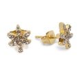 thumbnail image 3 of P2GO Pair of Anodized Gold 316L Earrings with Marijuana Leaf Pendant and CZ Stones, 3 of 3