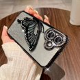 thumbnail image 5 of for iPhone 16 Plus Glitter 3D Butterfly Case,Cute Luxury Bling Sparkly Diamond Rhinestones Liquid Flowing Case with Camera Protector TPU Bumper Women Girls Case for iPhone 16 Plus 6.7", Black, 5 of 14