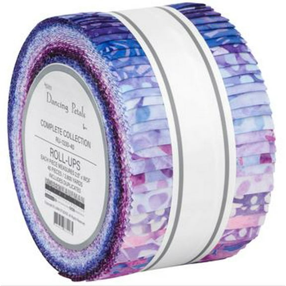 Jelly Roll - Artisan Batiks Dancing Petals Complete Collection by Lunn Studios for Robert Kaufman 2.5" Strips Roll-Up Bundle Quilter's Cotton Fabric Precuts (RU-1330-40) M526.48