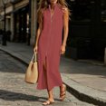 thumbnail image 3 of YuXingFu Seersucker Dress Women Maxi Square Neckline Plus Size Womens Dress Sleeveless Wrap Long Casual Summer Wine XXL, 3 of 6