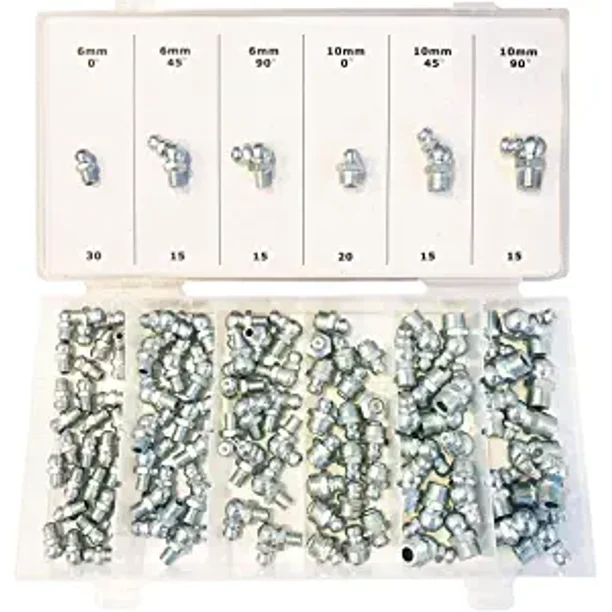 Assorted METRIC Zerk Hydraulic Grease Fittings (110 Piece Set