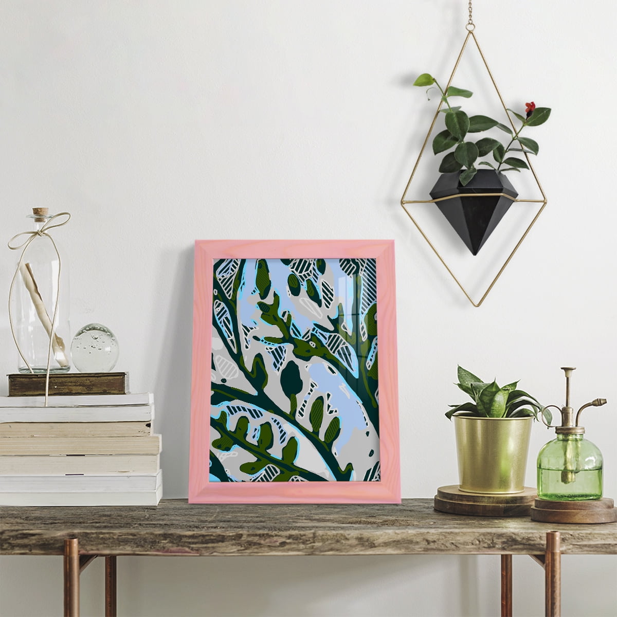 Abstract Tree Limbs II -Framed Print w/glass-Sunset Pink