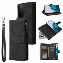 Galaxy S21 Ultra Wallet Case, Dteck Soft Leather Zipper Wallet Case Magnetic Buckle Horizontal Flip Cover with 5 Card Slots/Photo Pocks for Samsung Galaxy S21 Ultra, Black