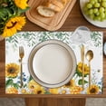thumbnail image 4 of Eucalyptus Leaves Placemats Set of 8, Sunflowers Spring Watercolor Country Floral Bee Placemats for Dining Table, Place Mats for Kitchen Tabletop, Waterproof Wipeable Dining Table Mats Set, 4 of 9
